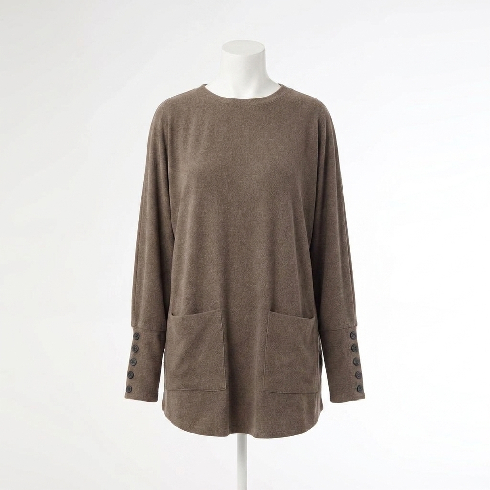 NEW COCO + CARMEN weekend brushed sweater with button back in spruce